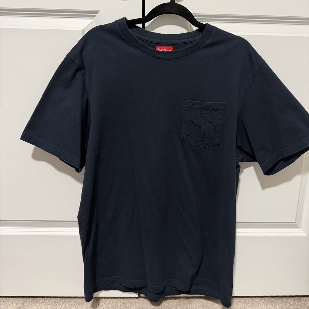 Supreme S Pocket Dark Blue Short Sleeve Tee